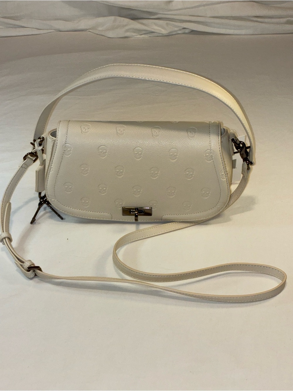 Betsey Johnson Cream Embossed Skull Crossbody Shoulder Bag